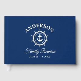 Nautical Anchor Helm Family Reunion Navy Blue Gästböcker