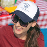 Nautical Anchor Helm Family Reunion Navy Blue Keps<br><div class="desc">Nautical Anchor Helm Family Reunion Navy Blue and White Hat</div>