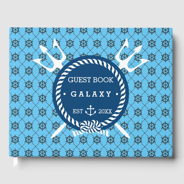 Nautical Anchor Icon och Yacht Turcos Blue Boat Gästböcker (Framsida)