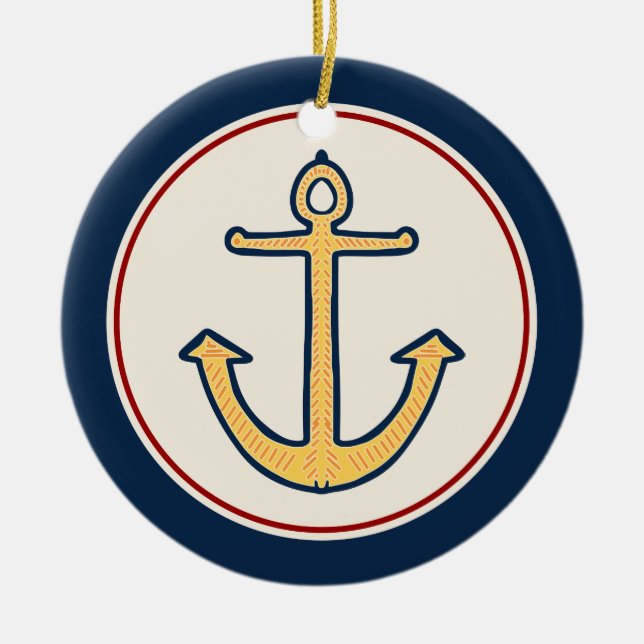 Nautical Anchor Julgransprydnad Keramik (Framsidan)