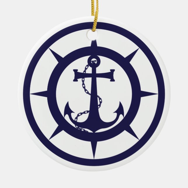 Nautical Anchor Julgransprydnad Keramik (Framsidan)