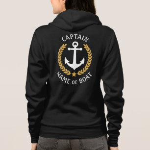 Nautical Anchor Kapten eller Boat Namn Guld Laurel T Shirt