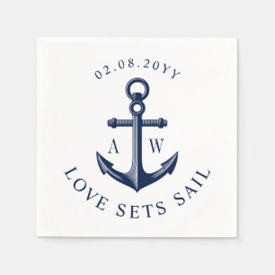 Nautical Anchor Kärlek Sets Sail Anpassningsbar Mo Pappersservett