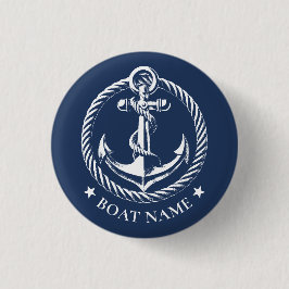 Nautical Anchor Logotyp Navy Blue Boat Namn Knapp