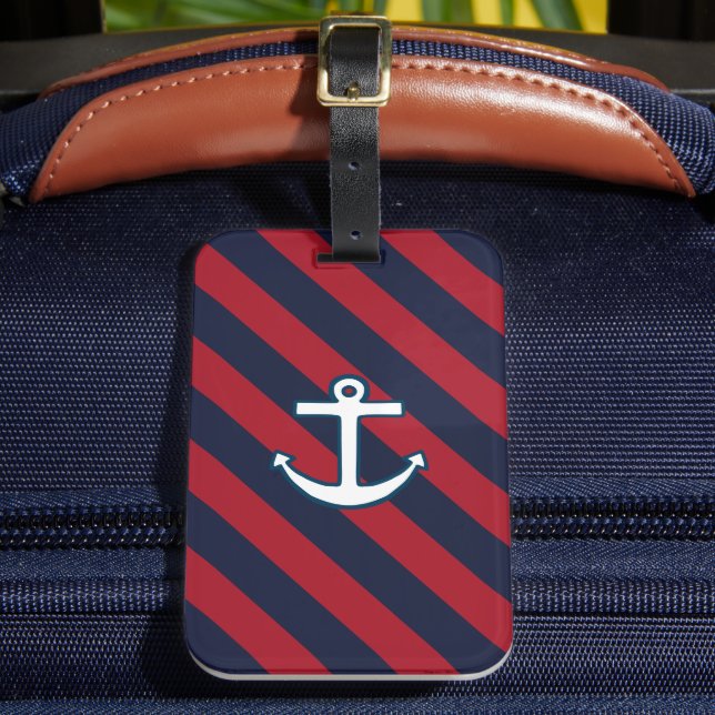 Nautical Anchor Luggage Tag Bagagebricka (Framsida Insitu 2)
