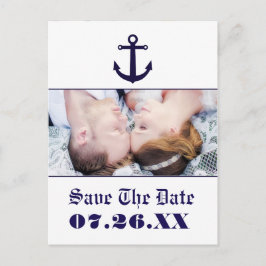 Nautical Anchor Marinblå Bröllopsfoto Postkort Meddelande Vykort