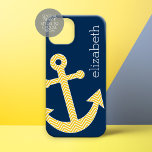 Nautical Anchor med Gulten Chevron Mönster<br><div class="desc">Trendig och Preppy Mönster - En klassisk design och elegant med chevoner och ett område där du kan lägga till ditt namn eller monogram.</div>