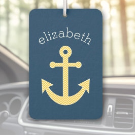 Nautical Anchor med Gulten Chevron Mönster