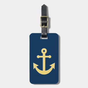 Nautical Anchor med Gulten Chevron Mönster Bagagebricka