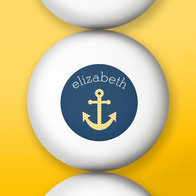 Nautical Anchor med Gulten Chevron Mönster Pingisboll (Custom Ping Pong Balls)