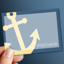Nautical Anchor med Gulten Chevron Mönster