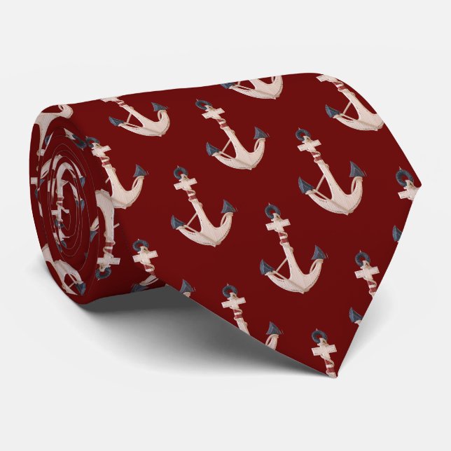 Nautical Anchor med Rope på Red Slips (Rullad)