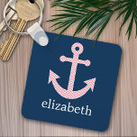 Nautical Anchor med Rosa Chevron Mönster<br><div class="desc">Trendig och Preppy Mönster - En klassisk design och elegant med chevoner och ett område där du kan lägga till ditt namn eller monogram.</div>