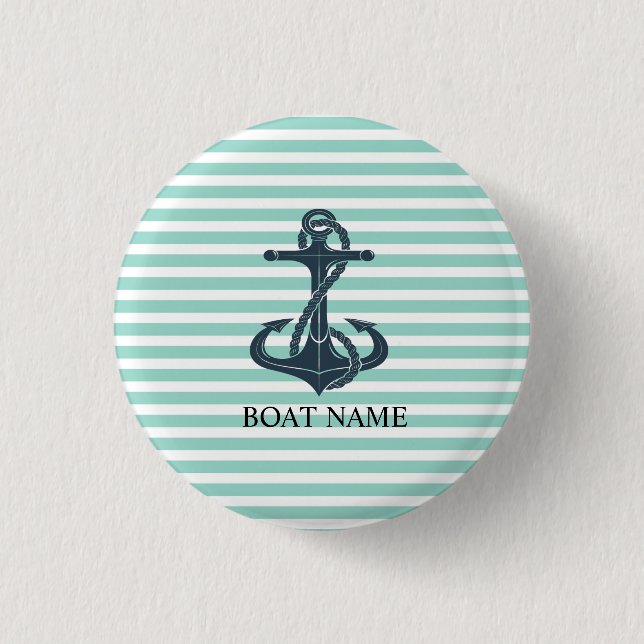 Nautical,Anchor,Mint Grönt Rand Knapp (Framsida)