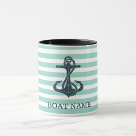 Nautical,Anchor,Mint Grönt Rand Mugg