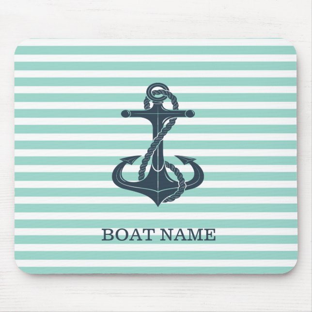 Nautical,Anchor,Mint Grönt Rand Musmatta (Framsidan)