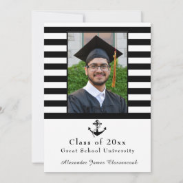 Nautical Anchor Modern Black White rand student Meddelande