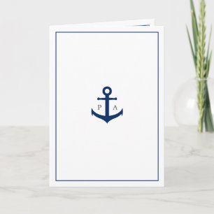 Nautical Anchor Monogram Foled Bröllop Inbjudan