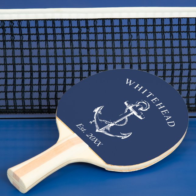 Nautical Anchor Monogram Navy Blue Pingisracket (Insitu)