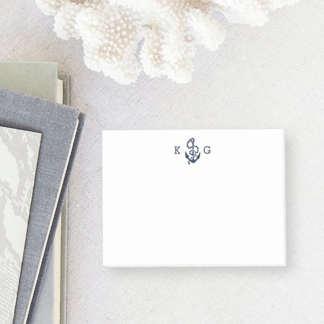Nautical Anchor Monogram Navy Blue Post-it Block (Skapare uppladdad)