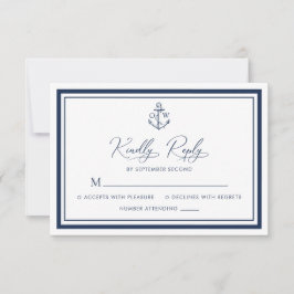 Nautical Anchor Monogram Navy Bröllop OSA Kort
