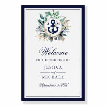 Nautical Anchor Monogram Wand Navy Bröllop
