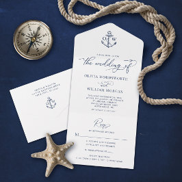 Nautical Anchor Monogram White Navy Bröllop