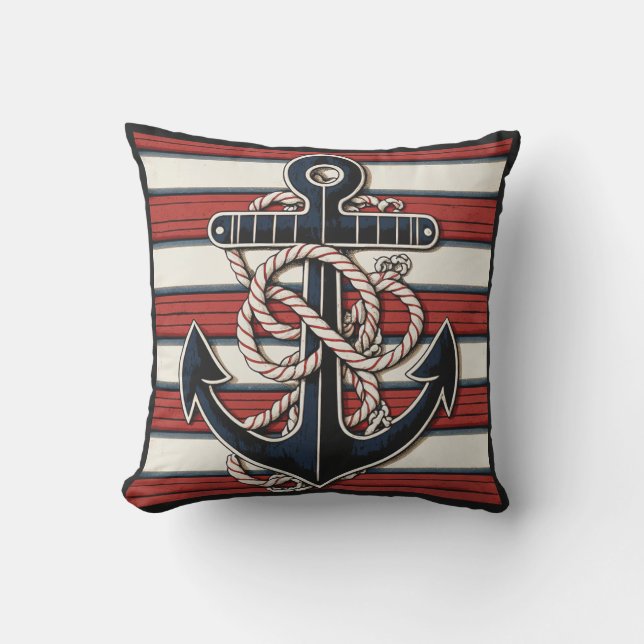 Nautical Anchor Mönster Kudde (Framsida)