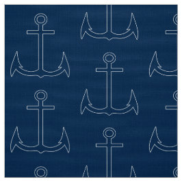 Nautical Anchor Mönster Navy Blue Tyg