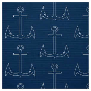 Nautical Anchor Mönster Navy Blue Tyg