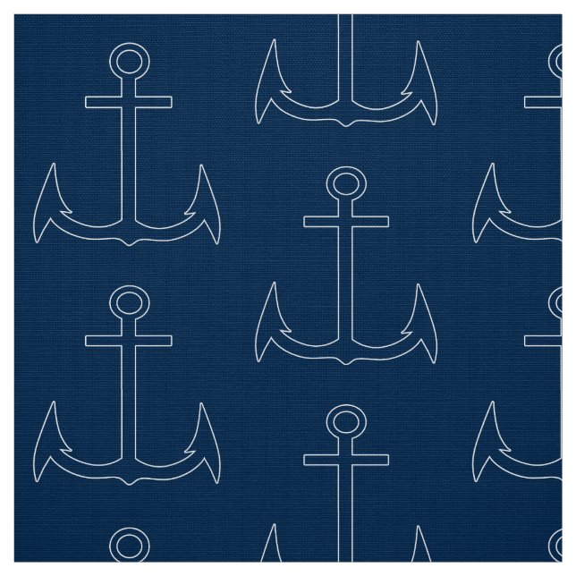 Nautical Anchor Mönster Navy Blue Tyg (Provkarta)