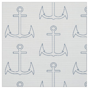 Nautical Anchor Mönster White Tyg