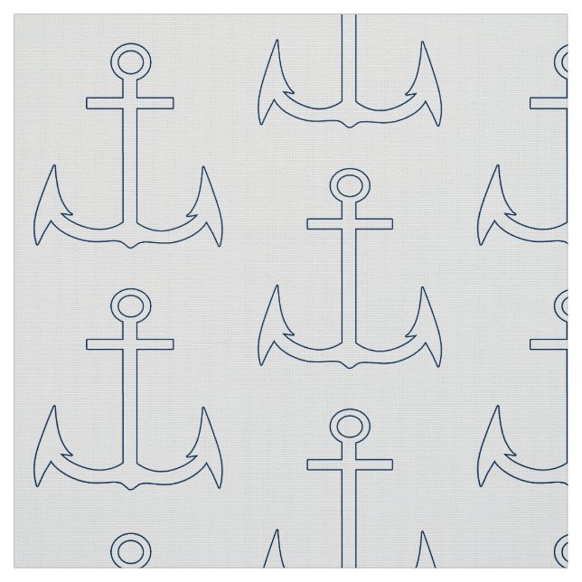 Nautical Anchor Mönster White Tyg (Provkarta)