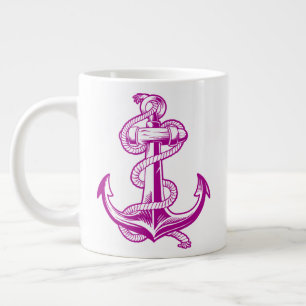 Nautical Anchor (Mörk Rosa Lila) Jumbo Mugg