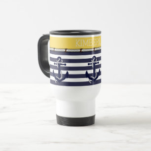 Nautical Anchor Motif Välj din Färg-Anpassningsb Resemugg