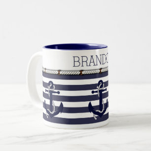 Nautical Anchor Motif Välj din Färg-Anpassningsb Två-Tonad Mugg