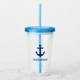 Nautical Anchor Namn Blue Take Away Mugg