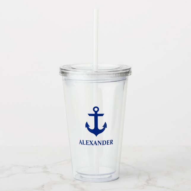 Nautical Anchor Namn Take Away Mugg (Framsida)