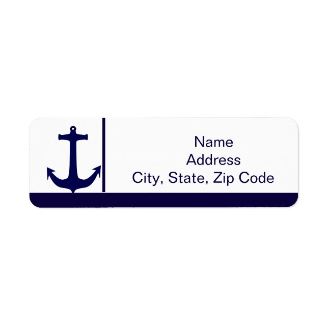 Nautical Anchor Navy Adress Returadress Etikett (Framsidan)