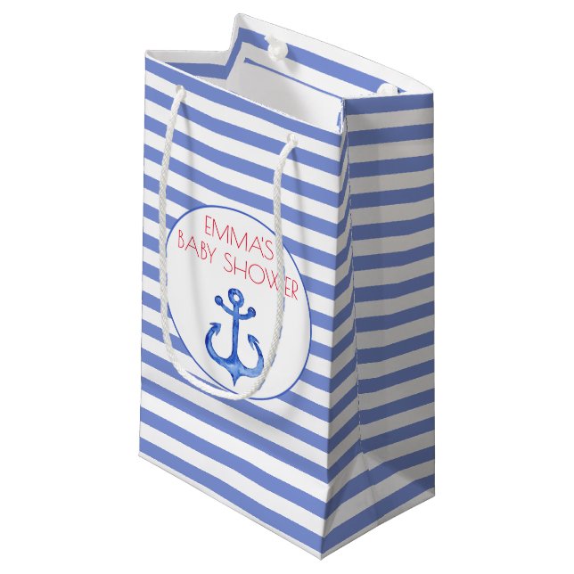 Nautical Anchor - Navy Baby Shower Gift Bag (Framsidan Vinklad)