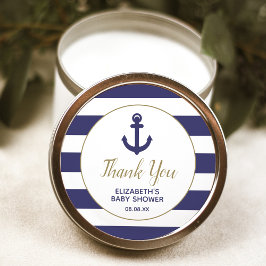 Nautical Anchor Navy Baby Shower Thank You Classic Runt Klistermärke