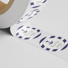 Nautical Anchor Navy Baby Shower Thank You Runt Klistermärke