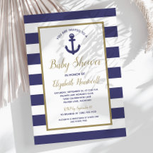 Nautical Anchor Navy Blå Randig Pojke Bebis Shower