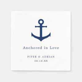 Nautical Anchor Navy Blue and White Bröllop Pappersservett