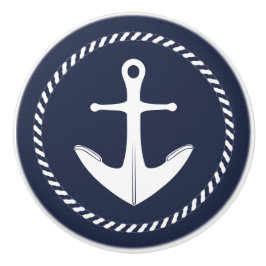 Nautical Anchor Navy Blue and White Knopp