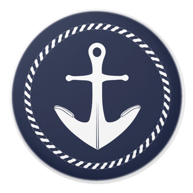 Nautical Anchor Navy Blue and White Knopp (Framsidan)