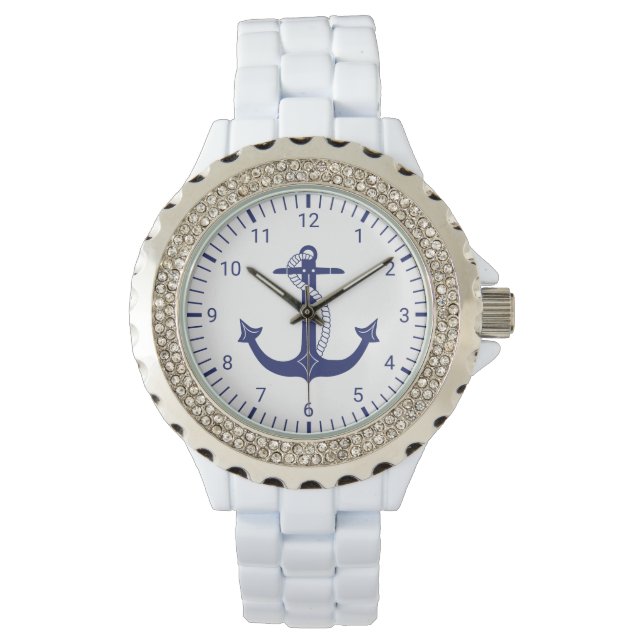 Nautical Anchor Navy Blue Armbandsur (Framsida)