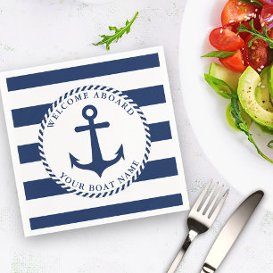 Nautical Anchor Navy Blue Boat Namn Pappersservett