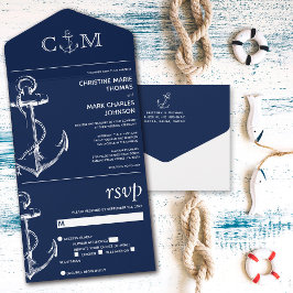 Nautical Anchor Navy Blue Bröllop