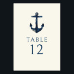 Nautical Anchor Navy Blue Modern Bröllop Bordsnummer<br><div class="desc">Bordsnumret Nautical Anchor Navy Blue Modern Bröllop</div>